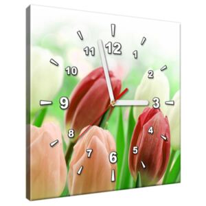 Tlačený obraz s hodinami Červené tulipány ZP2181A_1AI