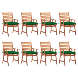 Vonkajšie jedálenské stoličky 8 ks s podložkami masívna akácia