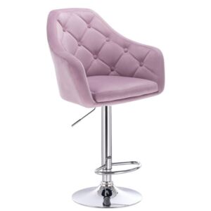Barová stolička ANDORA VELUR na striebornom tanieri - fialová