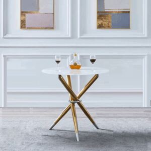 Jedálenský stôl DONIO 80 cm biela / zlatá Tempo Kondela