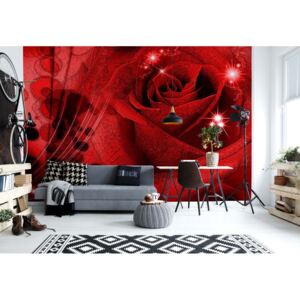 Fototapeta - Red Rose Sparkles Vliesová tapeta - 368x254 cm