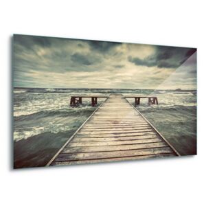 Sklenený obraz - Stormy Pier 4 x 30x80 cm