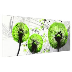 Obraz páperia svetlo zelených púpav (120x50 cm)