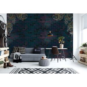 GLIX Fototapeta - Luxury Dark Brick Wall Vliesová tapeta - 416x254 cm