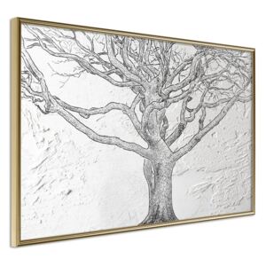 Bimago Zarámovaný obraz - Tangled Branches Zlatý rám 60x40 cm
