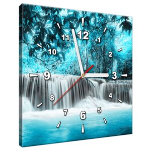 Tlačený obraz s hodinami Vodopád v modrej džungli ZP2551A_1AI