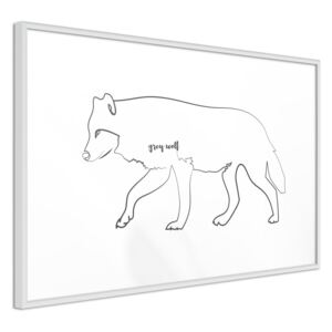 Bimago Zarámovaný obraz - Grey Wolf Biely rám 60x40 cm