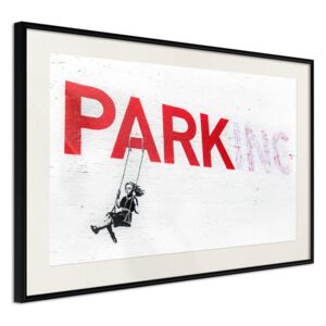 Bimago Zarámovaný obraz - Banksy: Park(ing) Čierny rám s paspartou 60x40 cm