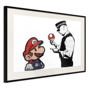 Bimago Zarámovaný obraz - Banksy: Mario and Copper Čierny rám s paspartou 60x40 cm