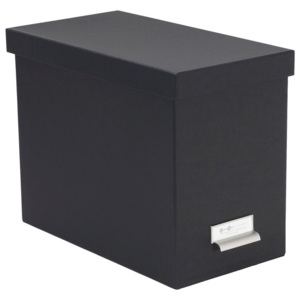 Tmavosivý úložný box s menovkou Bigso, 35 × 27 cm
