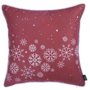 Červená obliečka na vankúš s vianočným motívom Apolena Honey Snowflakes, 45 × 45 cm