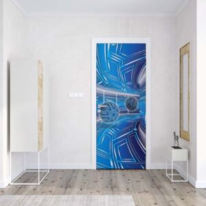 GLIX Fototapeta na dvere - Modern 3D Tech Tunnel Blue