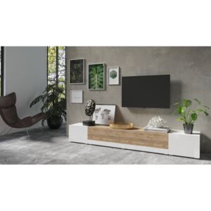 Expedo TV stolík ENERGIA 1 (40), 240x35x41, biela/biela lesk/dub sandal