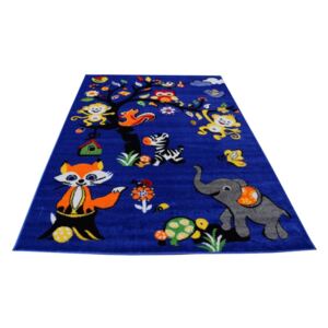 MAXMAX Detský koberec Veselá zvieratká - modrý