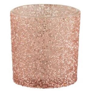 Ružový sklenený svietnik Pearl pink - Ø 7 * 8 cm