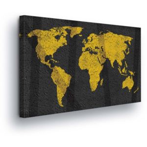 Obraz na plátne - Gold-Black Map World 60x40 cm