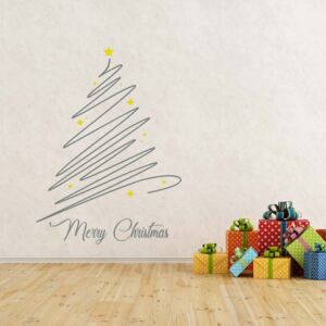 GLIX Merry Christmas - nálepka na stenu Šedá a žltá 90 x 70 cm