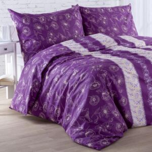 Bavlnené posteľné obliečky KAYLA fialové predĺžená dĺžka
