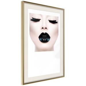 Bimago Zarámovaný obraz - Black Lipstick Zlatý rám s paspartou 20x30 cm