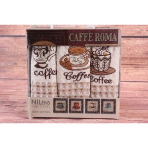 Kuchynské utierky v darčekovom balení NILENS - CAFE ROMA 2 (3 ks 35x50 cm)