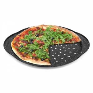 Plech na pizzu s úchytmi vnútorný 30 cm, čierna oceľ
