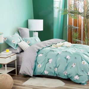Originálne zelené moderné posteľné obliečky s motívom kvetov Zelená