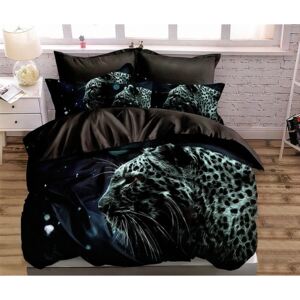Luxusné čierno tyrkysové posteľné obliečky s motívom geparda Čierna