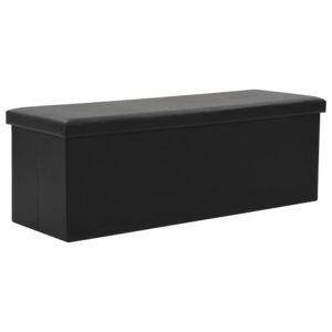 Skladacia úložná lavica z umelej kože 110x38x38 cm čierna
