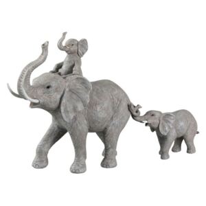 Slon šedý so sloníčatmi socha dekorácia 2ks set VIOLET AMBITION