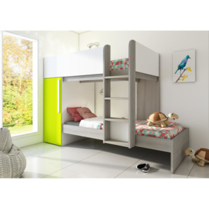 Poschodová posteľ pre dve deti Bo7 - zelená - Šuplík ako prístelka, alebo úľ. priestor
