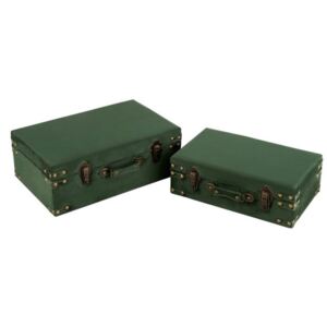 Kufrík zelený zamatový 2ks set odkladací box IMPERIAL PLUM