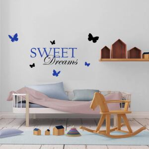 GLIX Sweet dreams - nálepka na stenu Čierna a modrá 120 x 60 cm