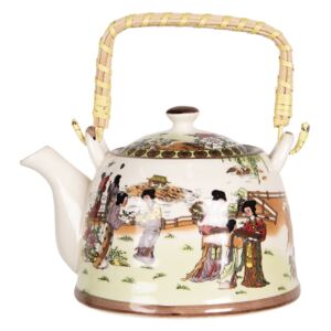 Porcelánová kanvica na čaj s japonskými motívmi - 18*14*12 cm / 0,8L