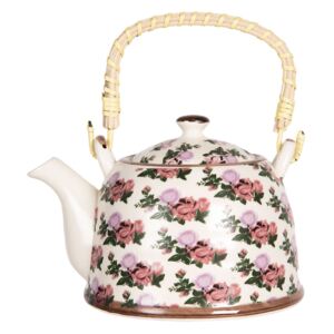 Porcelánová kanvica na čaj s motívom ruží - 18*14*12 cm / 0,8L