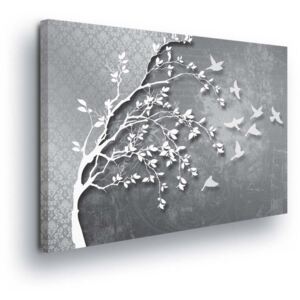 Obraz na plátne - White Tree Decoration in Gray Tones 50x70 cm