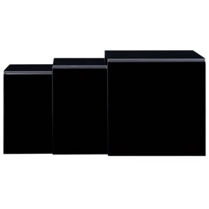 Zasúvacie konferenčné stolíky 3 ks čierne 42x42x41,5 cm tvrdené sklo