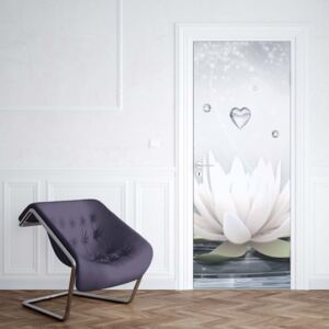 GLIX Fototapeta na dvere - White Lotus Flowers Water Drops Hearts Calm Spa