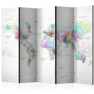 Paraván - Room divider – White-colorful world map 225x172 7-10 dní