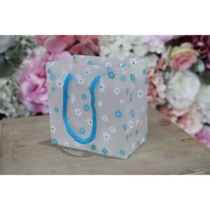 Modrá kvetinková darčeková taška 11cm