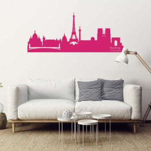 GLIX Panorama Paríž - samolepka na stenu Růžová 100 x 40 cm