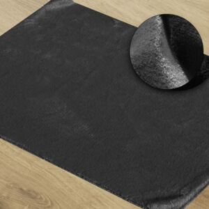 Zamatovo jemný čierny kúpeľňový plyšový koberec 50 x 70 cm Čierna