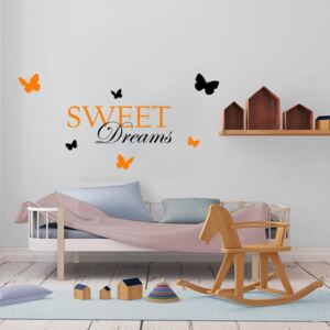 GLIX Sweet dreams - nálepka na stenu Čierna a oranžová 120 x 60 cm