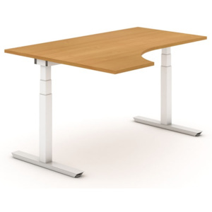 Výškovo nastaviteľný stôl ergonomický, ľavý, 1600 x 800 x 1200 mm, elektrický, buk
