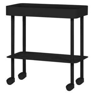 NOO.MA Čierny odkladací stolík Nolle – zásobník a polica 60 × 30 × 57,5 cm