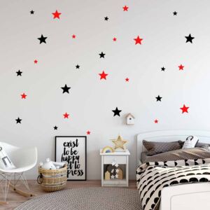 GLIX Dekorácie hviezdy - samolepka na stenu Čierna a červená 2x 75x30 cm