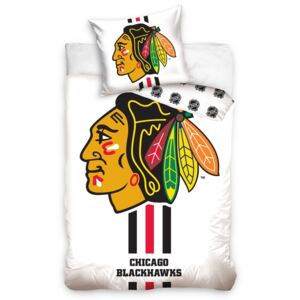 BedTex Bavlnené obliečky NHL Chicago Blackhawks White, 140 x 200 cm, 70 x 90 cm