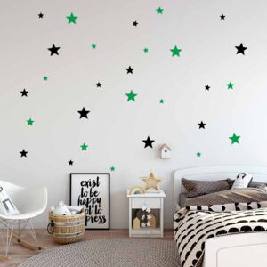 GLIX Dekorácie hviezdy - samolepka na stenu Čierná a zelená 2x 75x30 cm