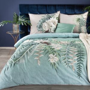 Krásne mentolové bavlnené posteľné obliečky bavlnený satén 140 x 200 cm Zelená