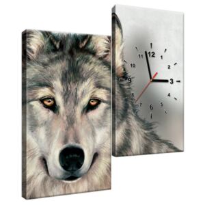 Obraz s hodinami Šedivý vlk 60x60cm ZP3341A_2J