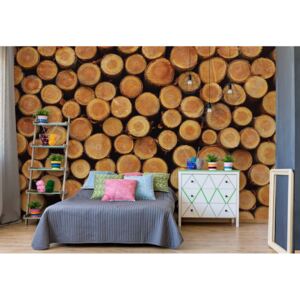 GLIX Fototapeta - Wood Texture Logs Papírová tapeta - 184x254 cm
